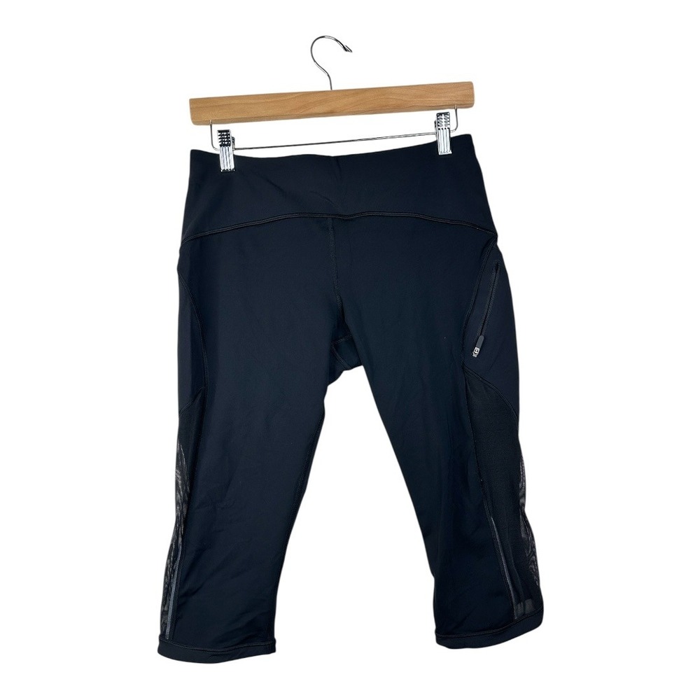 Lululemon Cropped Sheer Detail Leggings size 8 Black